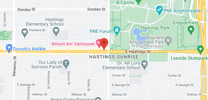 map of 309 2891 E HASTINGS STREET